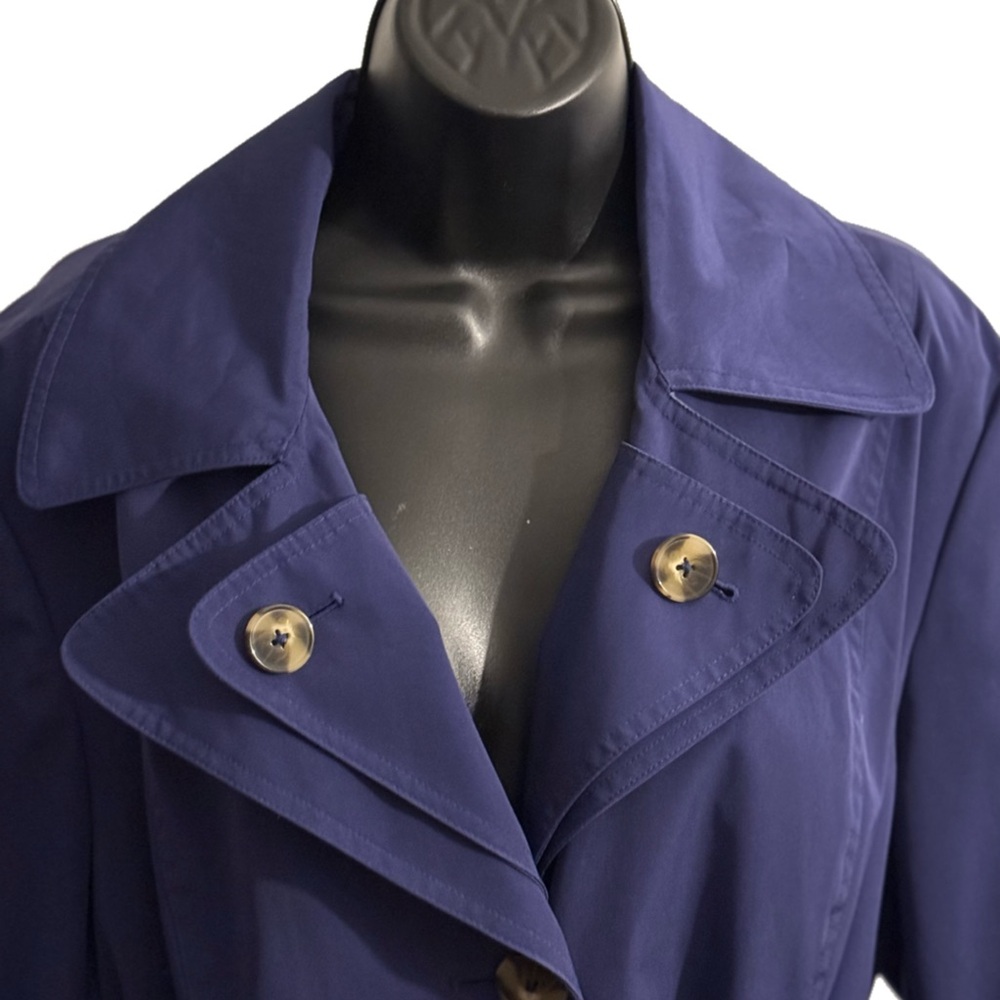 London Fog Deep Blue Trench Coat with Belt - Picture 2 of 8